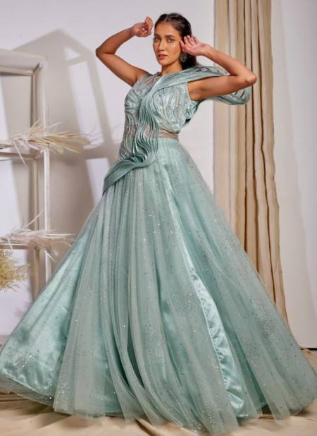 Sea Blue Colour Gypsy Anandam New Designer Party Wear Exclusive Net Gown Collection 2392 B